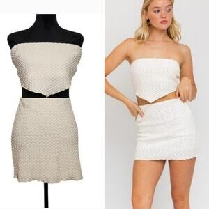 LE LIS NWT 2Pc Knit Scarf Tube Top and Mini Skirt, Size Large